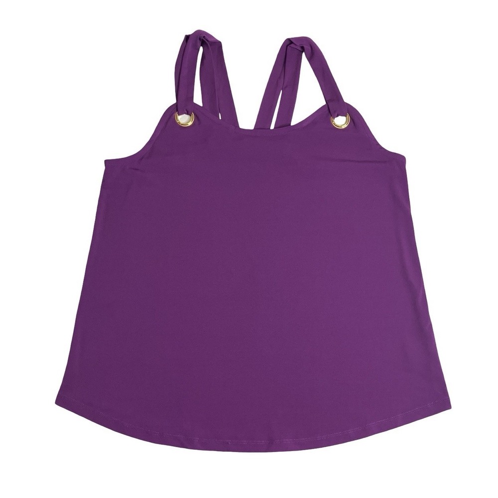 INC International Concepts Top Womens L Purple Liquid Knit Strappy Grommet Tank